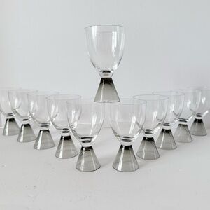 Set of 11 Vintage Rosenthal Fortuna Smoke Red Wine Goblets Mid-Century Glassware